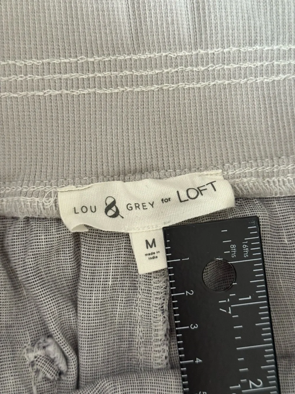 Lou & Grey for Loft Pants Womens Medium Gray Linen Blend Casual Elastic Pull On